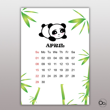 calendar Panda Apr Small Size