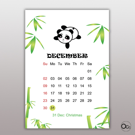 calendar Panda Dec Small Size