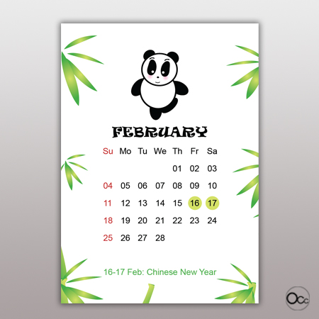 calendar Panda Feb Small Size