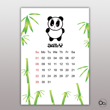 calendar Panda Jul Small Size