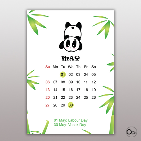 calendar Panda May Small Size