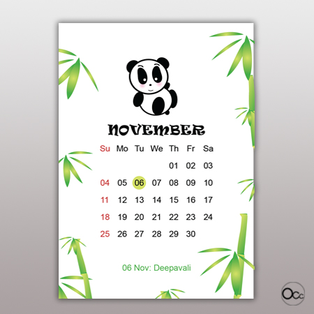 calendar Panda Nov Small Size