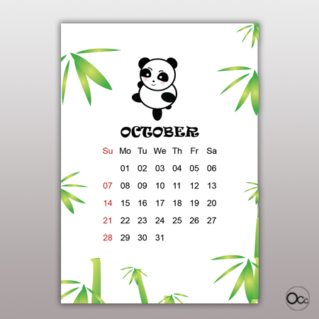 calendar Panda Oct Small Size