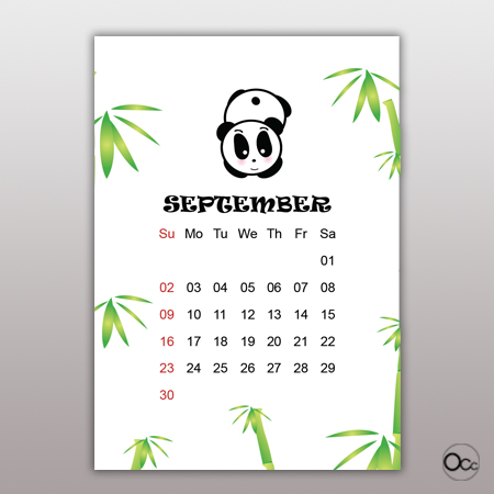 calendar Panda Sep Small Size